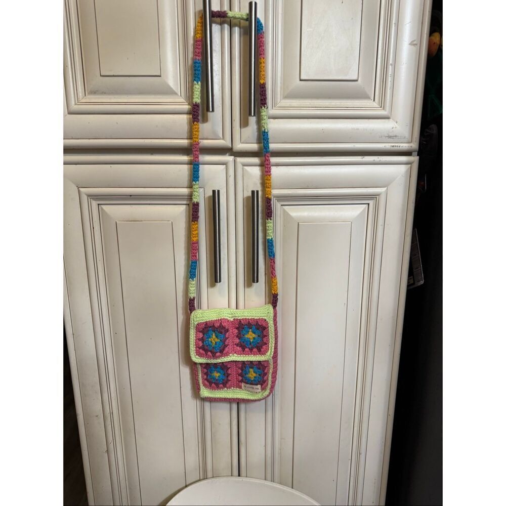 Zara Women's Flap Crochet Floral Sling Crossbody Bag Multicolor Small
